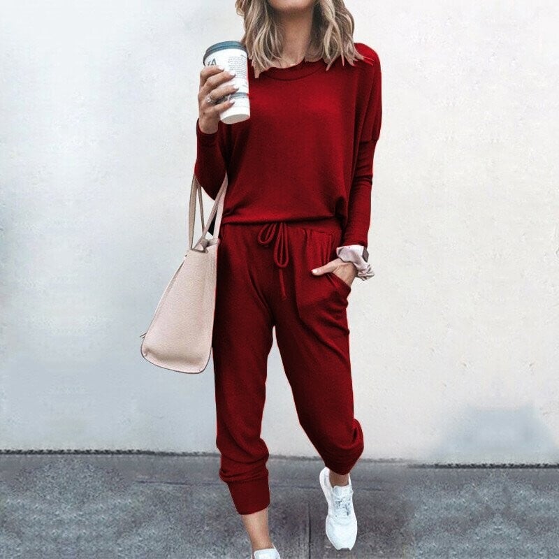 Lunavera Damen Zweiteiler mit weiter Hose Elegantes Freizeit-Set