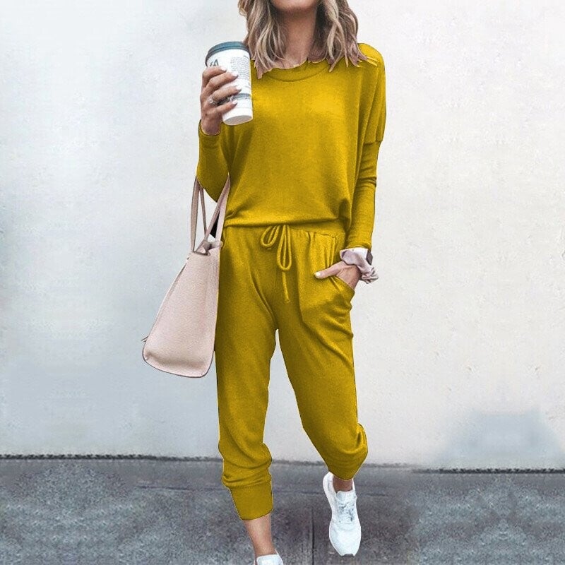 Lunavera Damen Zweiteiler mit weiter Hose Elegantes Freizeit-Set