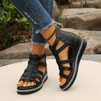 Luminara GlanzSchritt Damen Keilsandalen mit Strass und Plateau