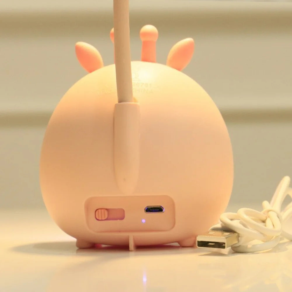 Lampa do czytania KinderLumi USB, nocna lampka w stylu kreskówkowym, przyjazna dla oczu