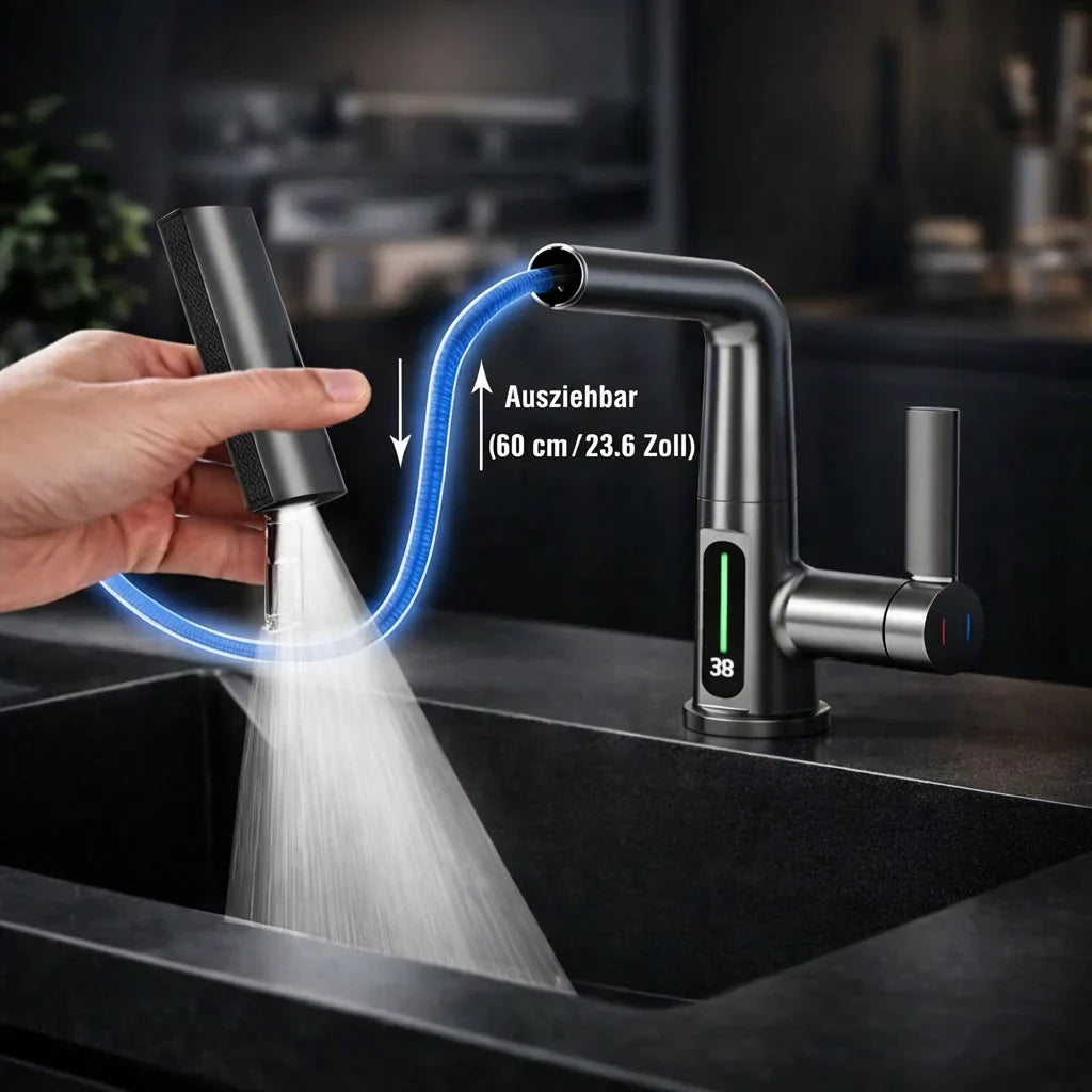 FlexiHahn Flexibler Wasserhahn mit LED-Temperaturanzeige