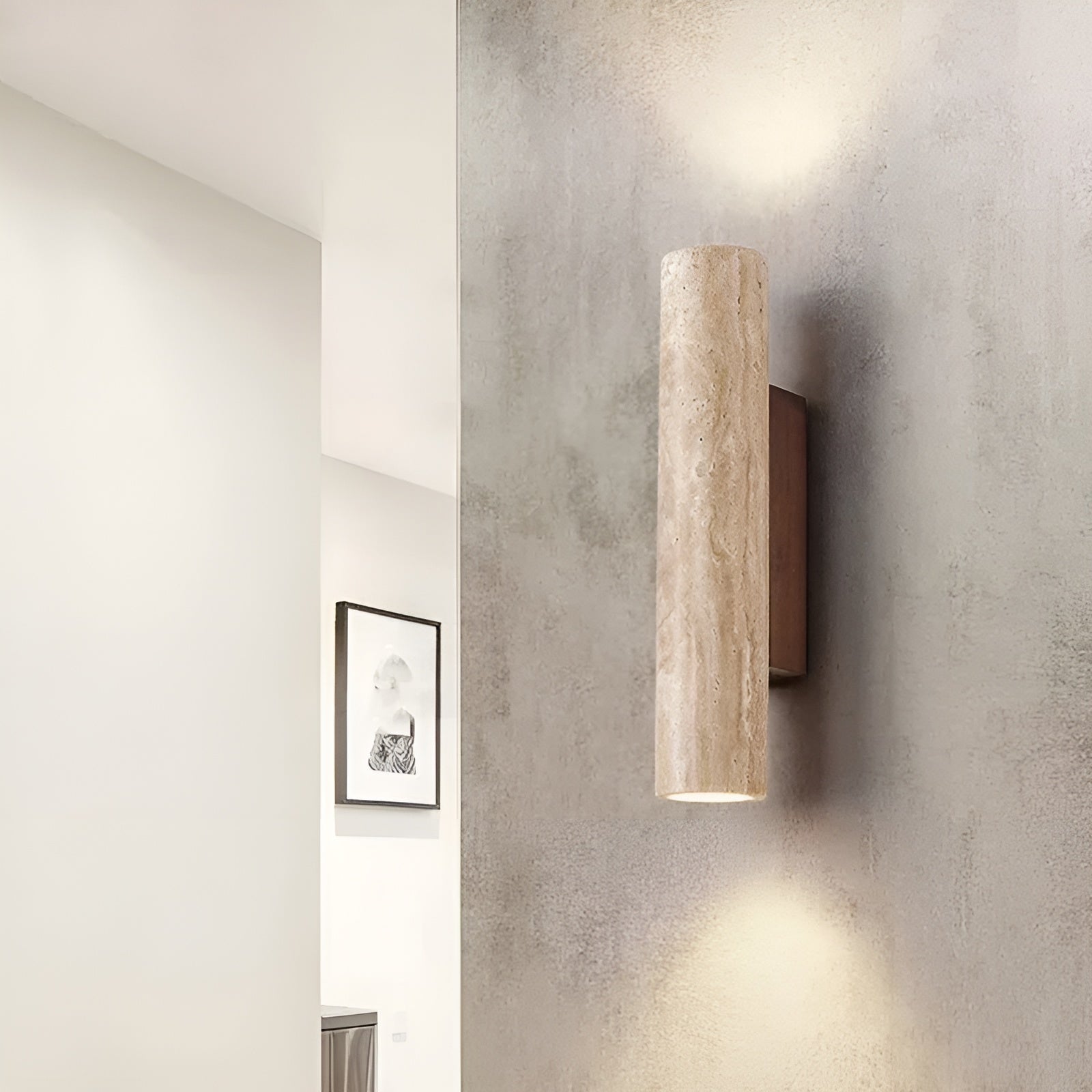 Wandleuchte aus Steinoptik mit LED Beleuchtung