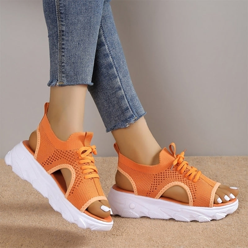 Avenica StrickSchritt dame plateau-sandaler med snørebånd  