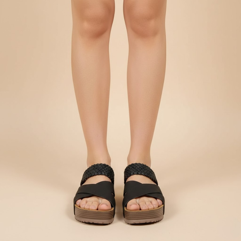 VelmoraKomfortSchritt Damen Plateau Sandalen mit Kreuzriemen