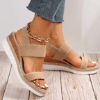 Soleria SommerSchritt dame plateau espadrille-sandaler med krydsremme  