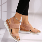 Soleria SommerSchritt dame plateau espadrille-sandaler med krydsremme  