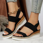 Soleria SommerSchritt dame plateau espadrille-sandaler med krydsremme  