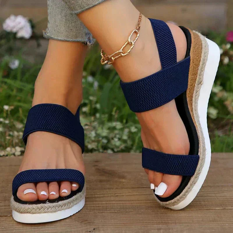 Soleria SommerSchritt dame plateau espadrille-sandaler med krydsremme  