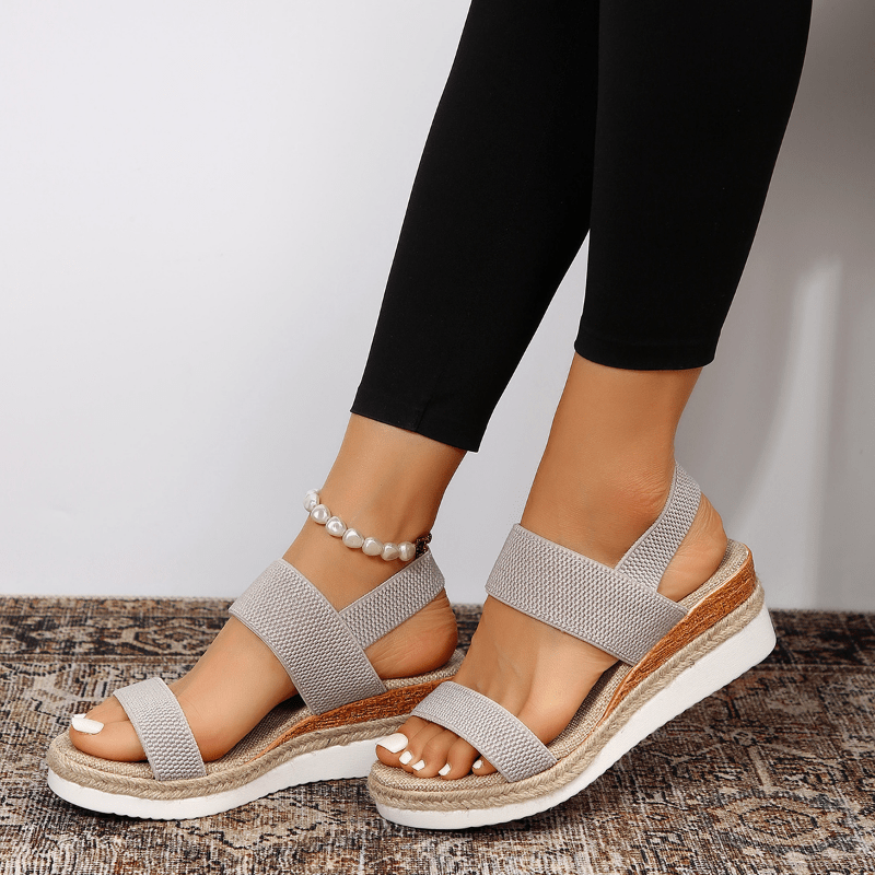 Soleria SommerSchritt dame plateau espadrille-sandaler med krydsremme  