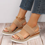 Soleria SommerSchritt dame plateau espadrille-sandaler med krydsremme  