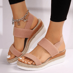 Soleria SommerSchritt dame plateau espadrille-sandaler med krydsremme  