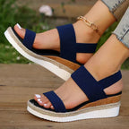 Soleria SommerSchritt dame plateau espadrille-sandaler med krydsremme  