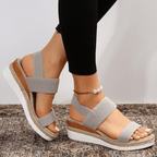 Soleria SommerSchritt dame plateau espadrille-sandaler med krydsremme  