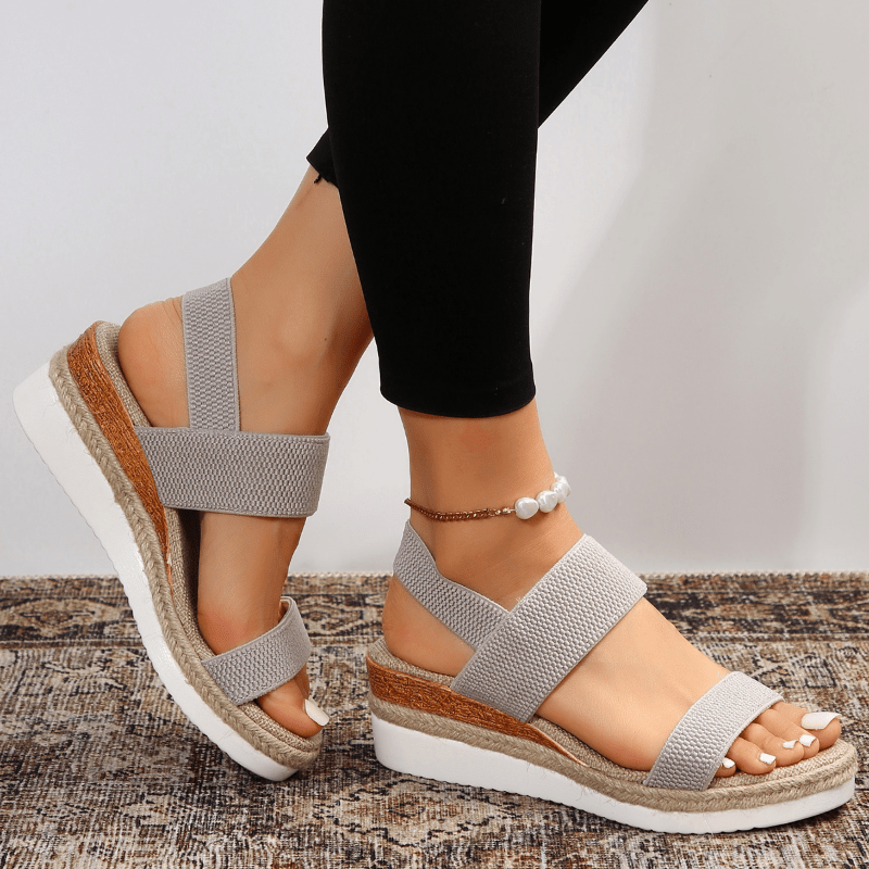 Soleria SommerSchritt dame plateau espadrille-sandaler med krydsremme  